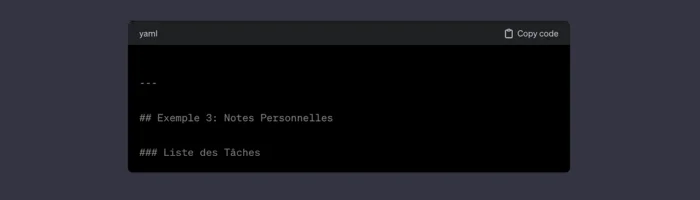 Exemple de notes personnelles formatées avec GPT Markdown, comprenant une liste de tâches.