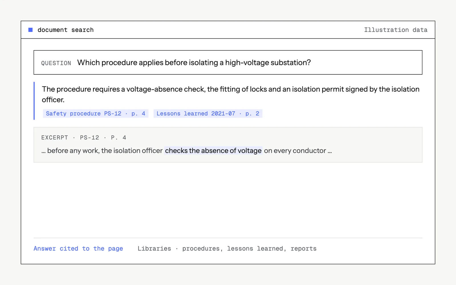 Illustrative mock-up of the tool : document search