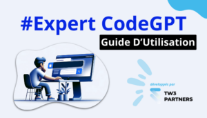 Illustration d'un utilisateur travaillant avec #Expert CodeGPT, Guide d'Utilisation, par TW3 Partners